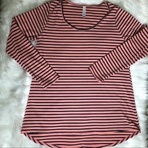 Lularoe Lynnae Pink Navy Stripe Top SZ-L